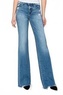 NEW RISEN 4-way mid rise flare jeans in medium wash